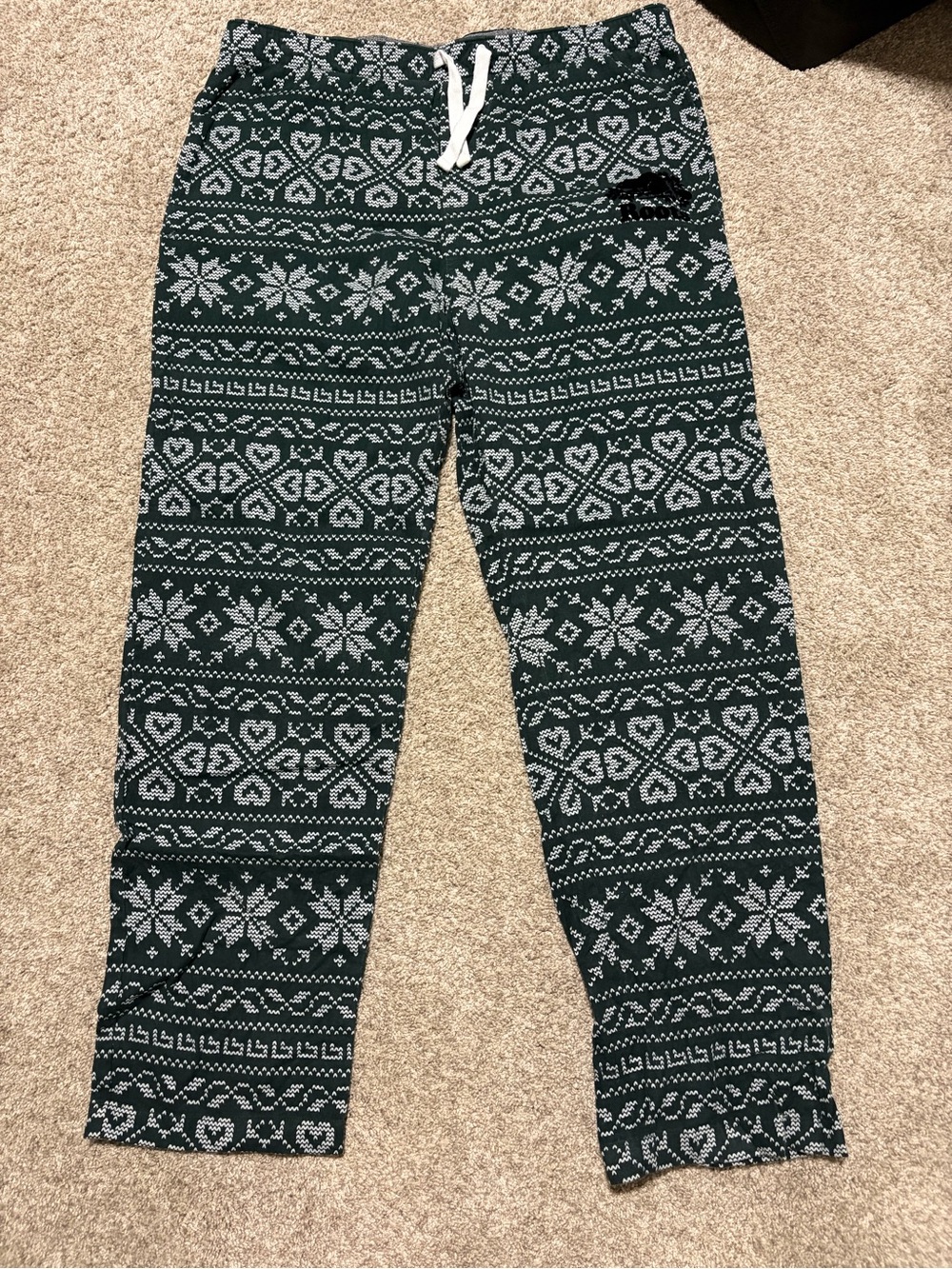 Roots Men's LARGE Green & White PJ/Sweatpants